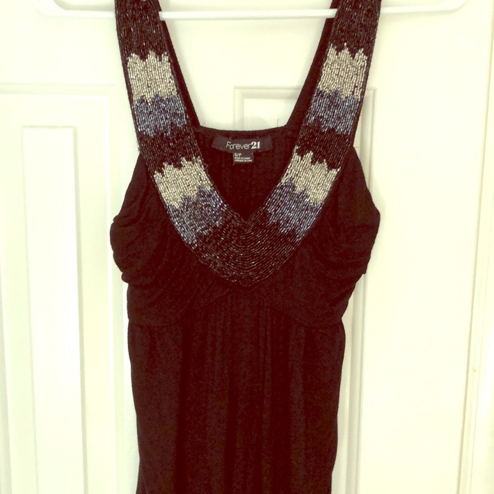 Beaded neck tank top